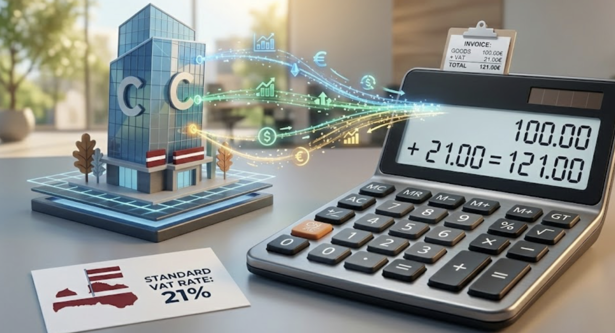 Калькулятор НДС в Латвии – расчет НДС по ставке 21%.