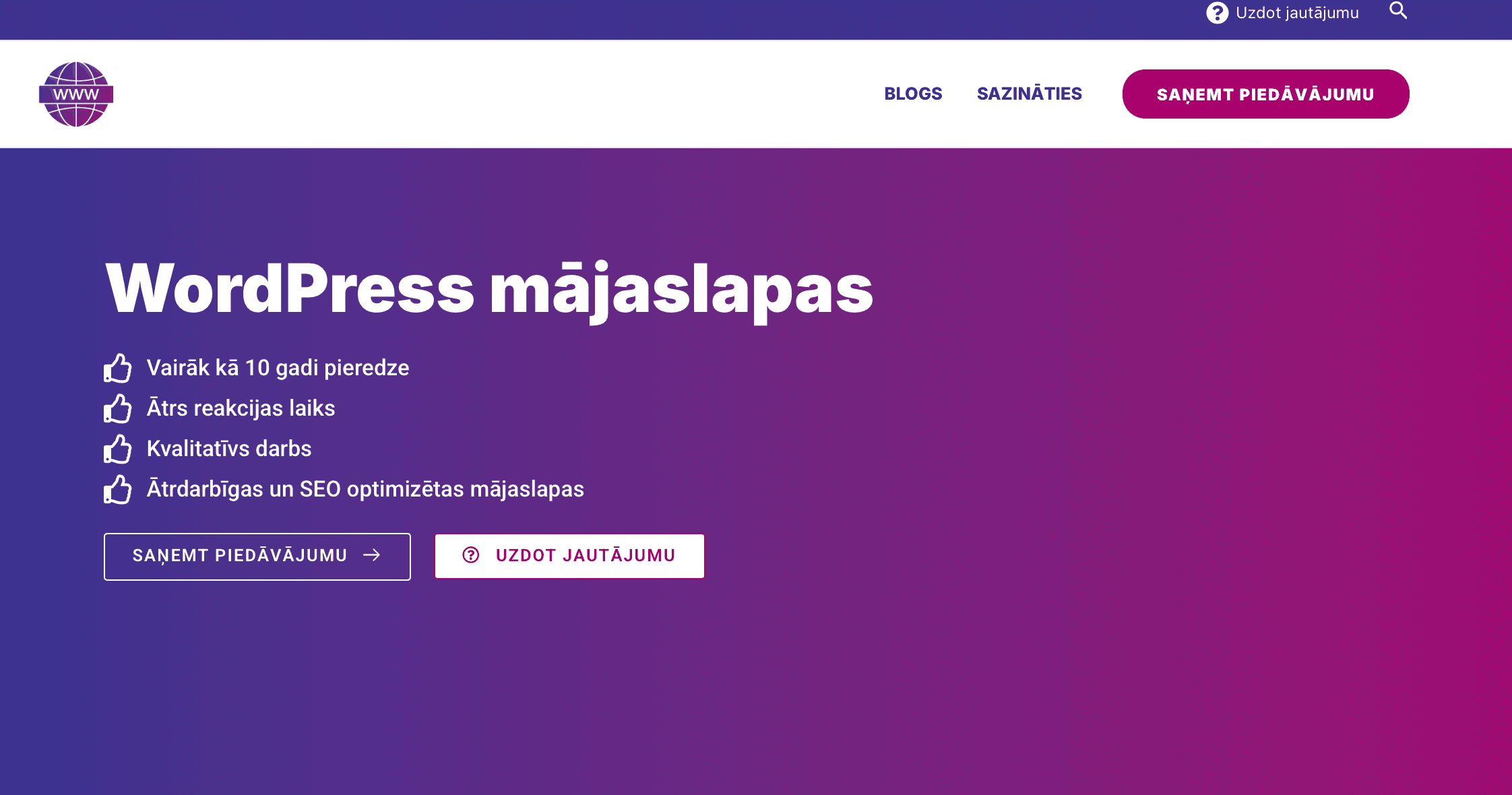 Izstrādājam mājaslapas mazliem, videjiem, un lieliem uzņemumiem