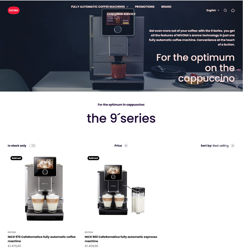 Premium Shopify Kafijas automātu, Kafijas automātu piederumu un Kafijas tirdzniecības internetveikals