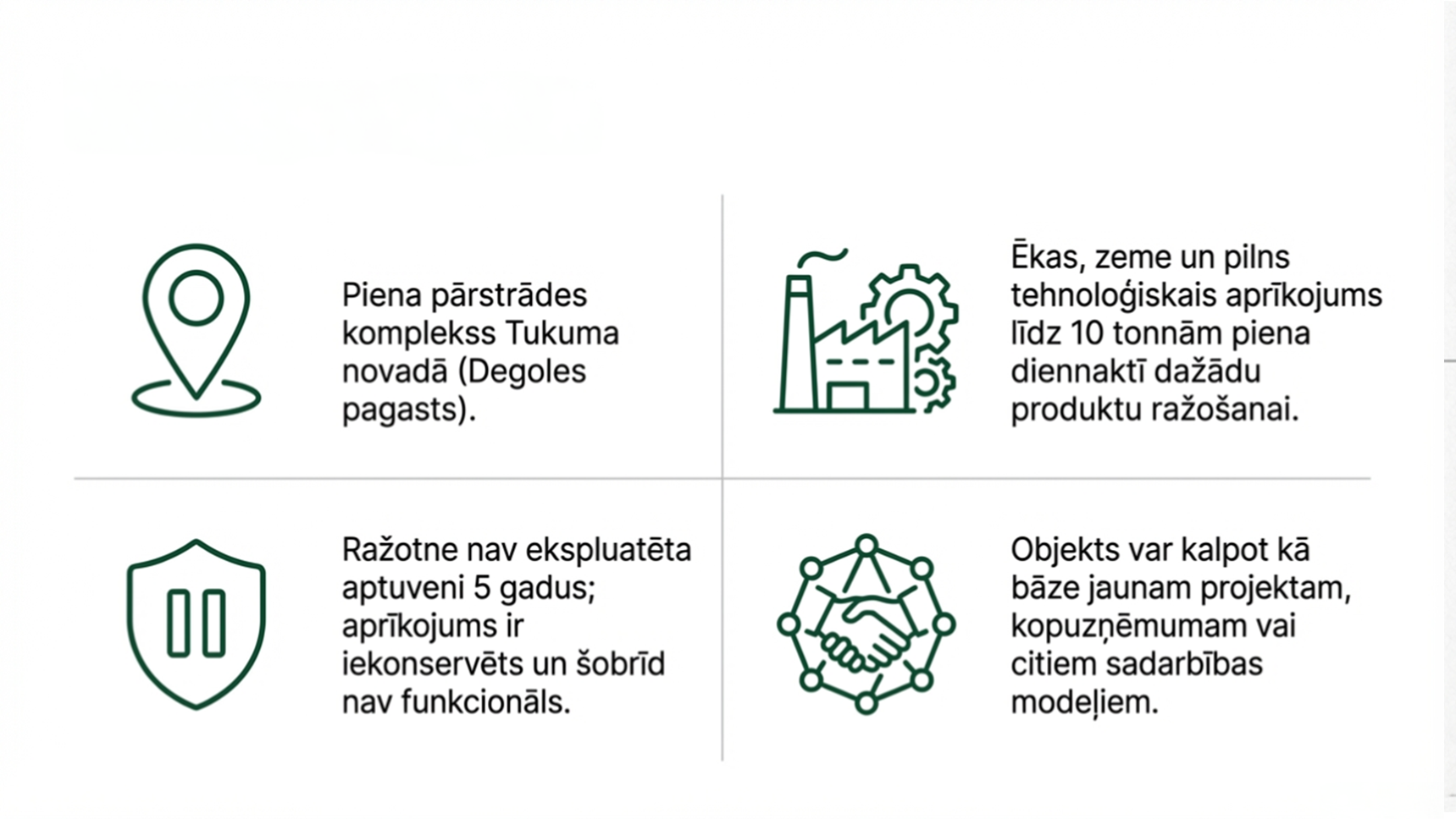 Piena pārstrādes ražotne / investīciju un sadarbības iespēja – Latvija